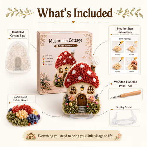LAST DAY 50% OFF - 🏡 Whimsical Village 3D Fabric Poke Art Kit, No-Sew Beginner DIY Craft, Screen-Free Relaxing Handmade Desktop Decoration & Family Bonding Activity Gift