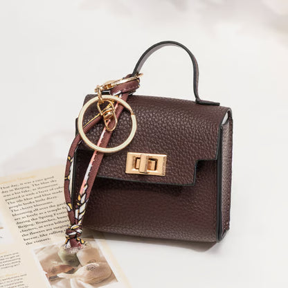 🔥Last Day Only $10.99👜Mini Square Bag Pendant Keychain- High Quality Leather with Colorful Strap, Cute Car Keychain & Bag Charm Accessory