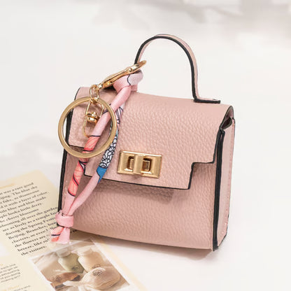 🔥Last Day Only $10.99👜Mini Square Bag Pendant Keychain- High Quality Leather with Colorful Strap, Cute Car Keychain & Bag Charm Accessory