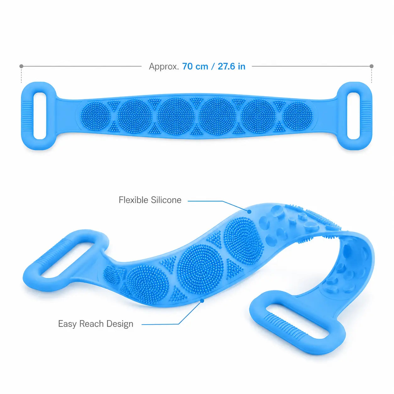 🔥LAST DAY 49% OFF - 🚿 Double-Sided Silicone Back Scrubber with Handles