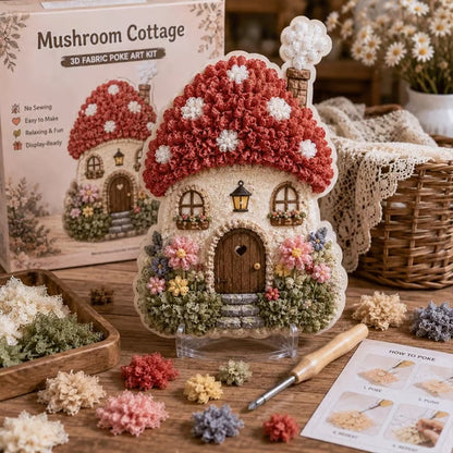 LAST DAY 50% OFF - 🏡 Whimsical Village 3D Fabric Poke Art Kit, No-Sew Beginner DIY Craft, Screen-Free Relaxing Handmade Desktop Decoration & Family Bonding Activity Gift