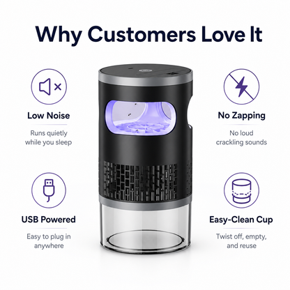 Quiet Indoor Mosquito Trap Lamp – USB Powered UV Suction Bug Catcher
