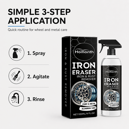 Homonth Iron Eraser Iron & Rust Remover-Fast-Acting Multi-Surface Car Cleaner for Wheels, Paint, Glass & Interior