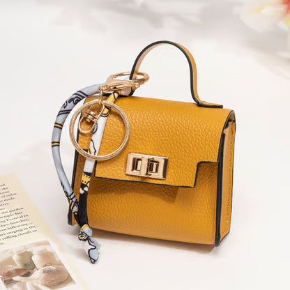 🔥Last Day Only $10.99👜Mini Square Bag Pendant Keychain- High Quality Leather with Colorful Strap, Cute Car Keychain & Bag Charm Accessory