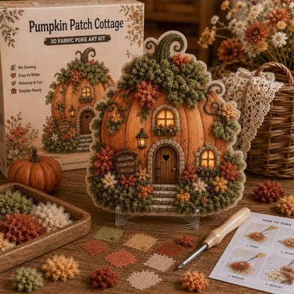 LAST DAY 50% OFF - 🏡 Whimsical Village 3D Fabric Poke Art Kit, No-Sew Beginner DIY Craft, Screen-Free Relaxing Handmade Desktop Decoration & Family Bonding Activity Gift