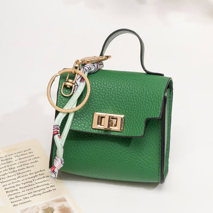 🔥Last Day Only $10.99👜Mini Square Bag Pendant Keychain- High Quality Leather with Colorful Strap, Cute Car Keychain & Bag Charm Accessory