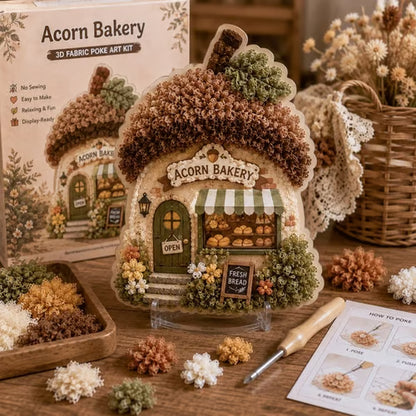 LAST DAY 50% OFF - 🏡 Whimsical Village 3D Fabric Poke Art Kit, No-Sew Beginner DIY Craft, Screen-Free Relaxing Handmade Desktop Decoration & Family Bonding Activity Gift