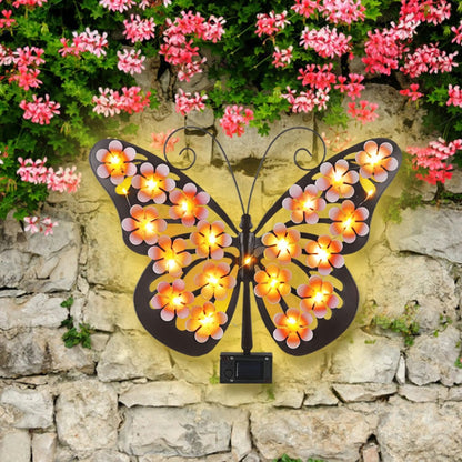 Solar Lights Outdoor Metal Butterfly Wall Decor