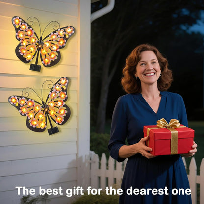 Solar Lights Outdoor Metal Butterfly Wall Decor