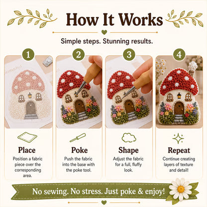 LAST DAY 50% OFF - 🏡 Whimsical Village 3D Fabric Poke Art Kit, No-Sew Beginner DIY Craft, Screen-Free Relaxing Handmade Desktop Decoration & Family Bonding Activity Gift
