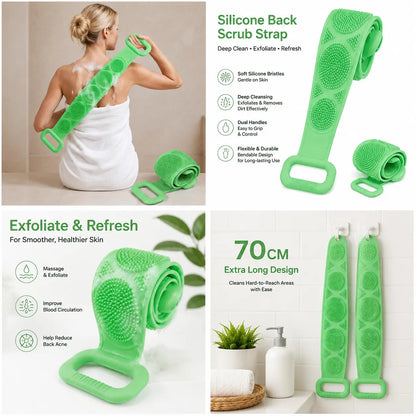 🔥LAST DAY 49% OFF - 🚿 Double-Sided Silicone Back Scrubber with Handles