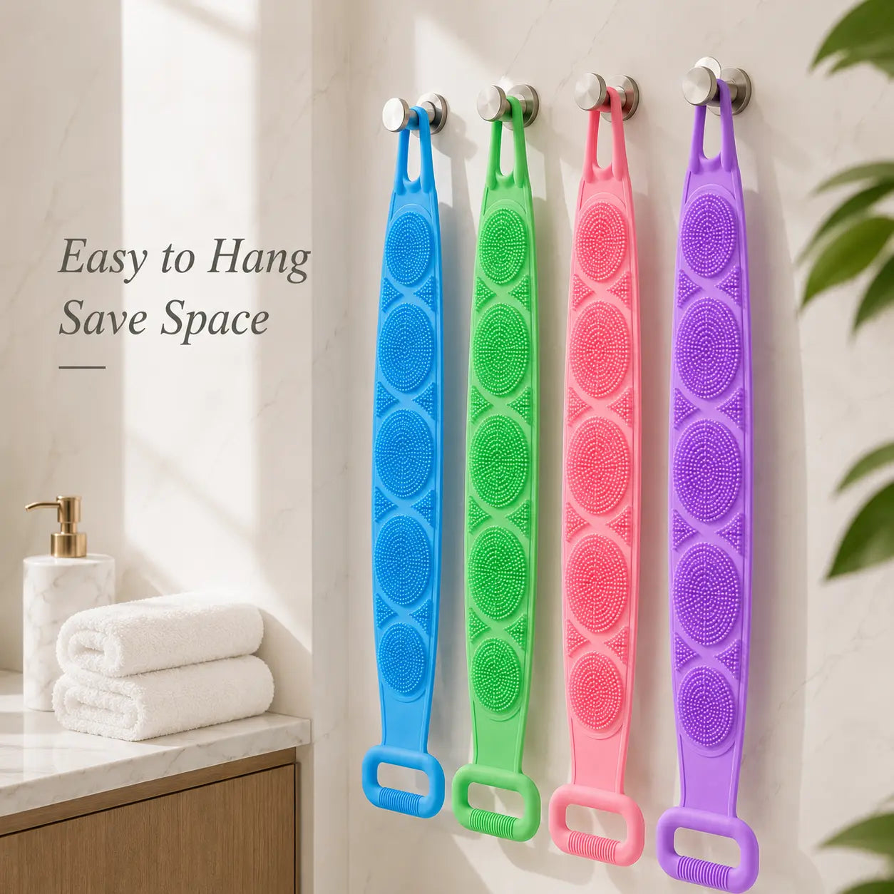 🔥LAST DAY 49% OFF - 🚿 Double-Sided Silicone Back Scrubber with Handles