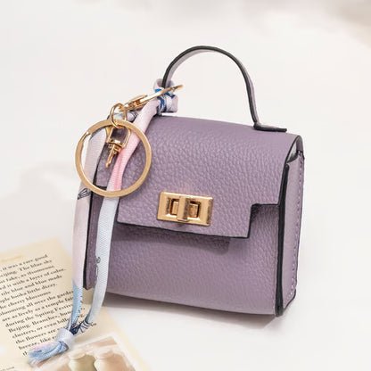🔥Last Day Only $10.99👜Mini Square Bag Pendant Keychain- High Quality Leather with Colorful Strap, Cute Car Keychain & Bag Charm Accessory