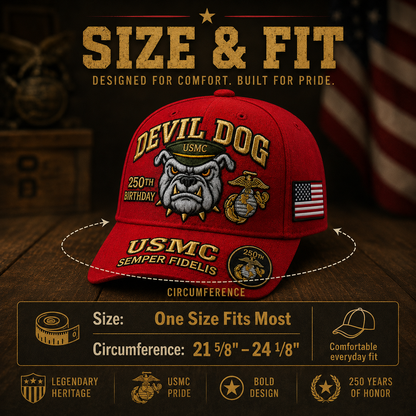 Father's Day Sale -Handmade Embroidered Devil Dog USMC 250th Birthday Commemorative Cap us