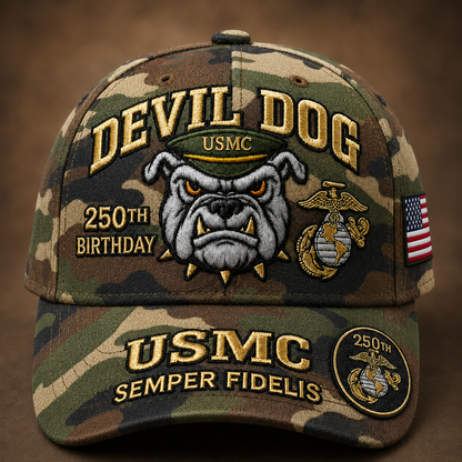 Father's Day Sale -Handmade Embroidered Devil Dog USMC 250th Birthday Commemorative Cap us