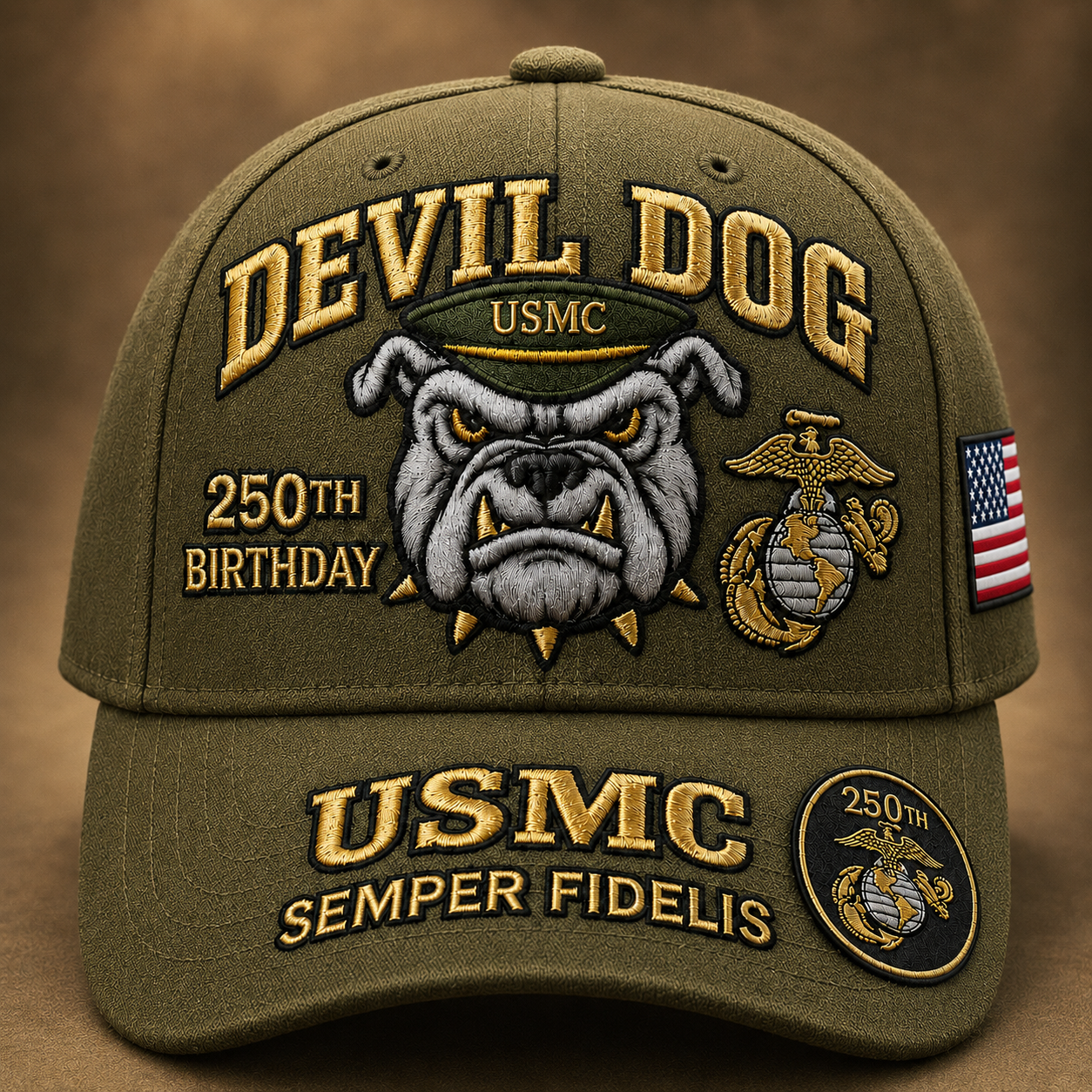 Father's Day Sale -Handmade Embroidered Devil Dog USMC 250th Birthday Commemorative Cap us