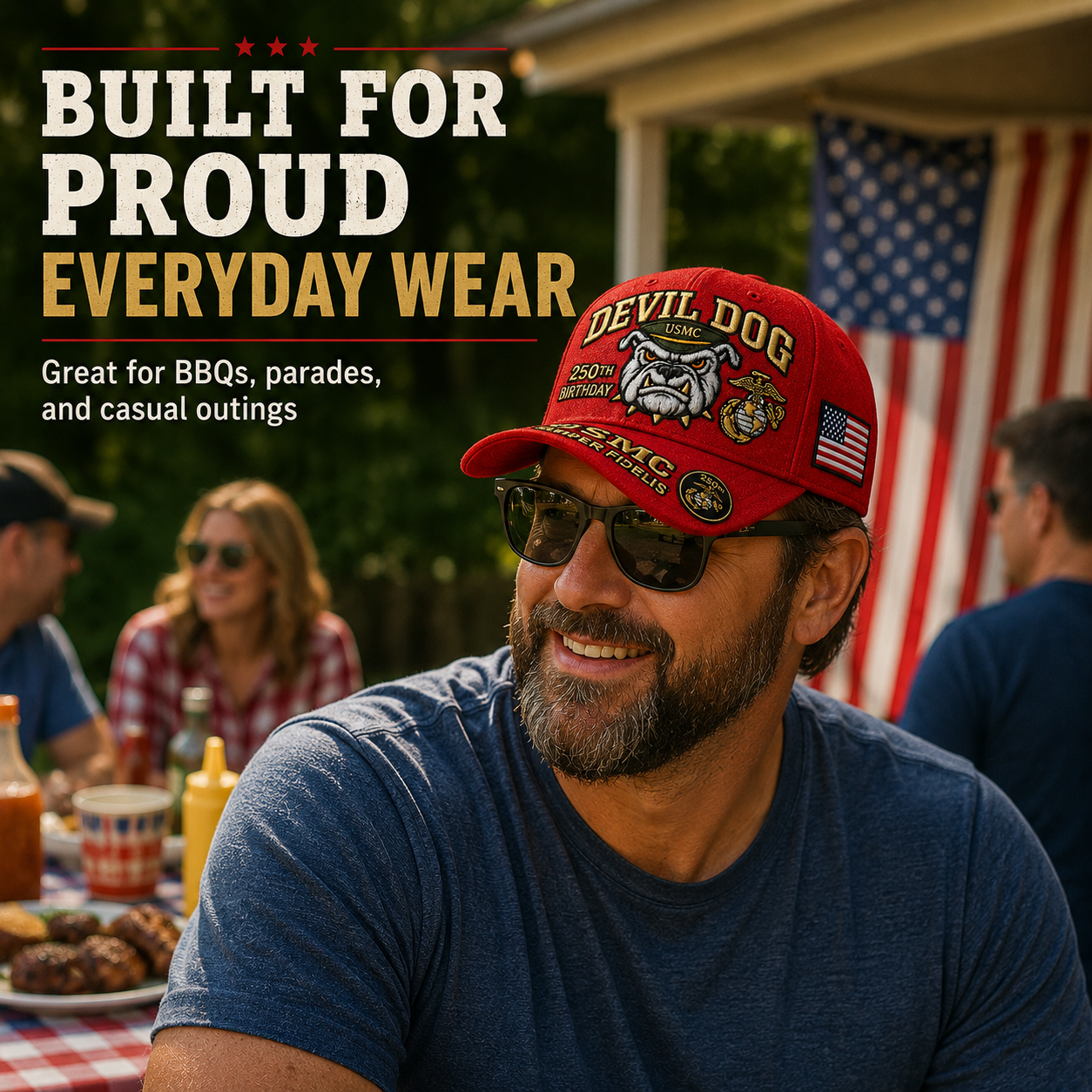 Father's Day Sale -Handmade Embroidered Devil Dog USMC 250th Birthday Commemorative Cap us