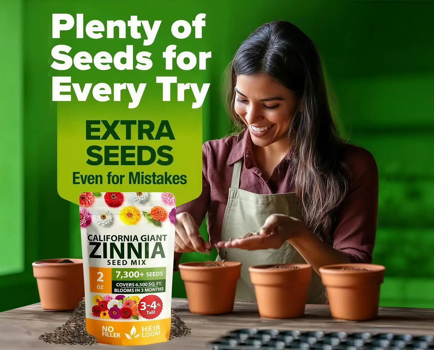 Meet the Zinnia Seeds-the pure, filler-free seeds that turn a bare patch of soil into your own personal flower paradise.