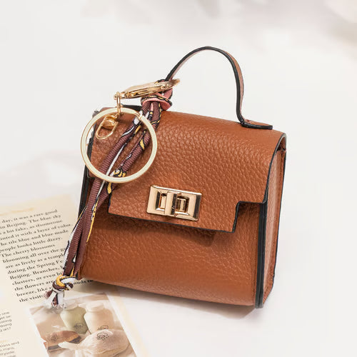 🔥Last Day Only $10.99👜Mini Square Bag Pendant Keychain- High Quality Leather with Colorful Strap, Cute Car Keychain & Bag Charm Accessory