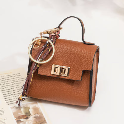 🔥Last Day Only $10.99👜Mini Square Bag Pendant Keychain- High Quality Leather with Colorful Strap, Cute Car Keychain & Bag Charm Accessory