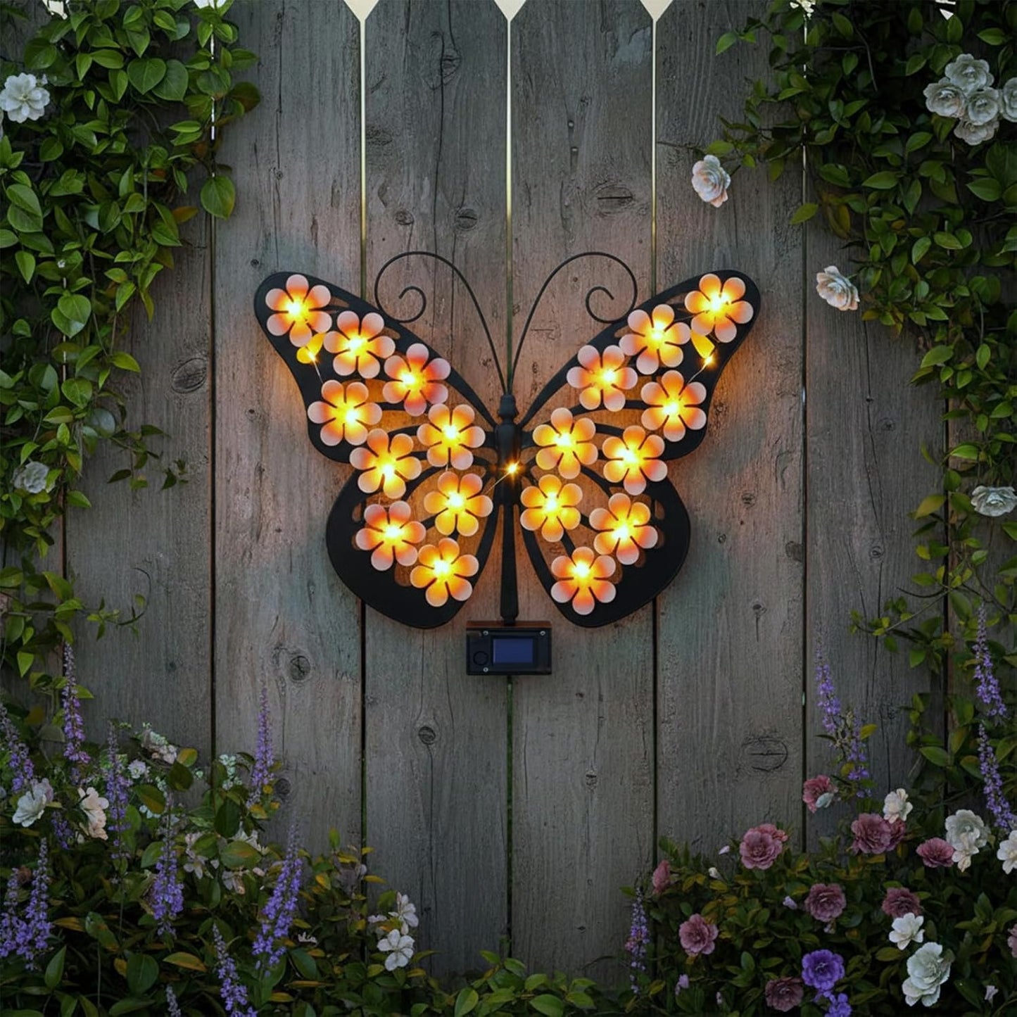 Solar Lights Outdoor Metal Butterfly Wall Decor