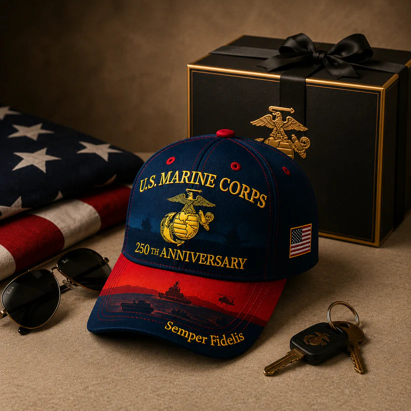 Father's Day Sale -Handmade Embroidered Devil Dog USMC 250th Birthday Commemorative Cap us