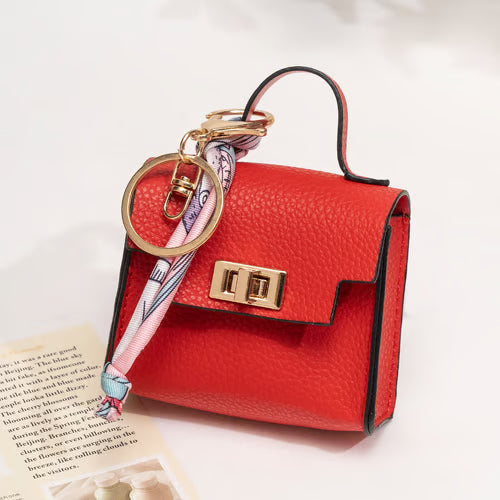 🔥Last Day Only $10.99👜Mini Square Bag Pendant Keychain- High Quality Leather with Colorful Strap, Cute Car Keychain & Bag Charm Accessory
