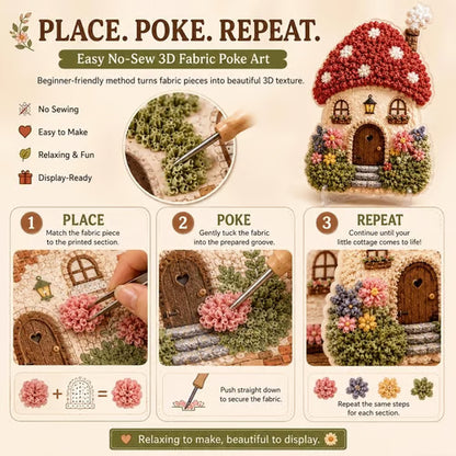 LAST DAY 50% OFF - 🏡 Whimsical Village 3D Fabric Poke Art Kit, No-Sew Beginner DIY Craft, Screen-Free Relaxing Handmade Desktop Decoration & Family Bonding Activity Gift