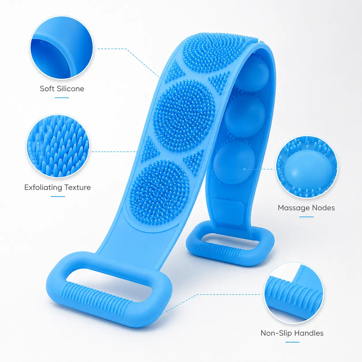 🔥LAST DAY 49% OFF - 🚿 Double-Sided Silicone Back Scrubber with Handles