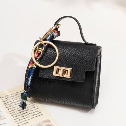 🔥Last Day Only $10.99👜Mini Square Bag Pendant Keychain- High Quality Leather with Colorful Strap, Cute Car Keychain & Bag Charm Accessory
