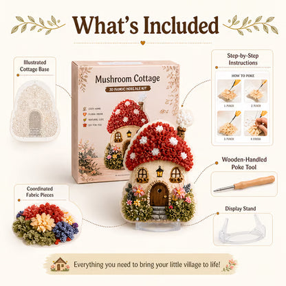 LAST DAY 50% OFF - 🏡 Whimsical Village 3D Fabric Poke Art Kit, No-Sew Beginner DIY Craft, Screen-Free Relaxing Handmade Desktop Decoration & Family Bonding Activity Gift