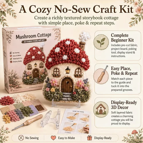 LAST DAY 50% OFF - 🏡 Whimsical Village 3D Fabric Poke Art Kit, No-Sew Beginner DIY Craft, Screen-Free Relaxing Handmade Desktop Decoration & Family Bonding Activity Gift