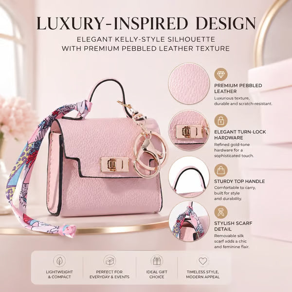 🔥Last Day Only $10.99👜Mini Square Bag Pendant Keychain- High Quality Leather with Colorful Strap, Cute Car Keychain & Bag Charm Accessory