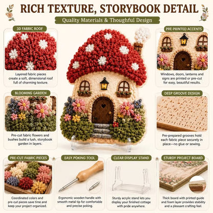 LAST DAY 50% OFF - 🏡 Whimsical Village 3D Fabric Poke Art Kit, No-Sew Beginner DIY Craft, Screen-Free Relaxing Handmade Desktop Decoration & Family Bonding Activity Gift
